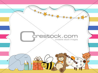 Pretty frame on color lines , template for baby shower or birthd