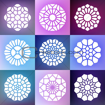 Set of Nine Vector Mandala Decorative Ornaments Illustration