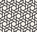 Vector Seamless Black And White Geometric Hexagon Grid Pattern