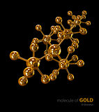 Illustration, Gold Molecule isolated black background