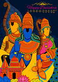 Lord Ram, Sita, Laxmana, Hanuman and Ravana in Dussehra Navratri festival of India poster