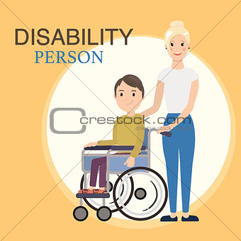 Disabled child in a wheelchair with social worker