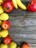 ripe fruit on a wooden background