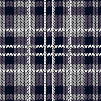 Knitting checkered seamless pattern mainly in muted violet hues
