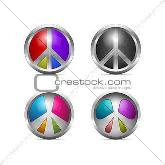 Set of Colorful Metallic Peace Icons