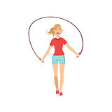 Woman Exercising With Skipping Rope