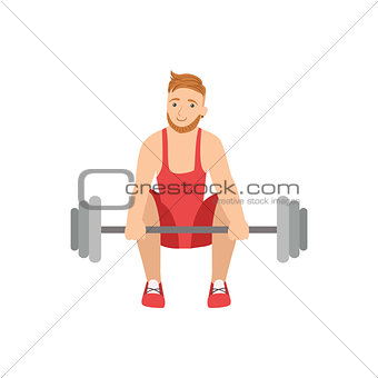 Man Doing Weight Lifting In Red Uniform