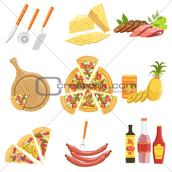 Pizza Ingredients And Cooking Utensils Collection