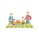 Grandparents With Kids Having Picnic