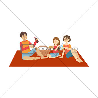 Family With Little Daughter On Picnic