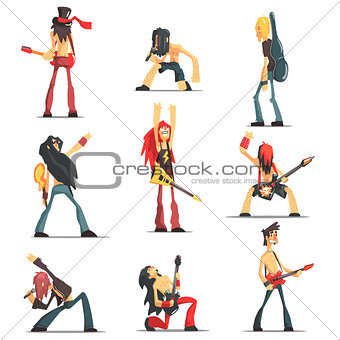 Rock Band Members Funny Characters Set