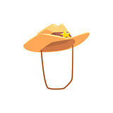 Cowboy Hat With Attaching String Drawing Isolated On White Background