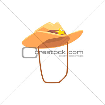 Cowboy Hat With Attaching String Drawing Isolated On White Background