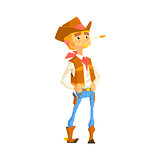 Man Dressed As Cowboy With A Straw In His Mouth