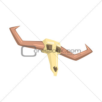 Dead Buffal Scull Drawing Isolated On White Background