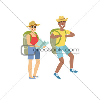 Two People Hiking With Map