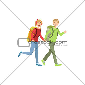 Young Couple Hiking Holding Hands