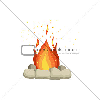 Bonfire With Rocks Surrounding