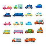 Cute Toy Car Set Of Icons