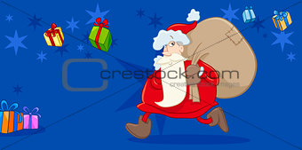 santa with sack greeting card