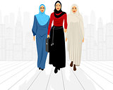 Three businesswomen in city