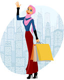 Muslim girl shopping
