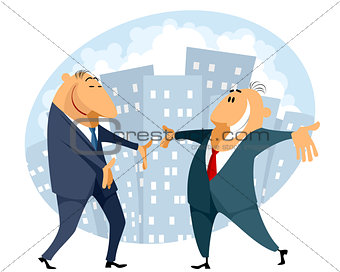 Businessmen with spread arms