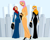 Three businesswomen in city