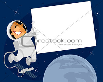 Cosmonaut with banner