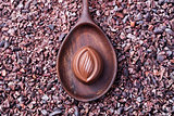 Chocolate candy in a wooden spoon