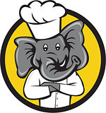 Chef Elephant Arms Crossed Circle Cartoon