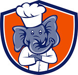 Elephant Chef Arms Crossed Crest Cartoon