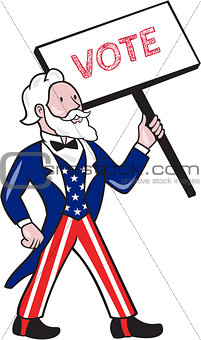 Uncle Sam Placard Vote Standing Cartoon
