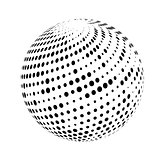 Halftone sphere isolated on white background.