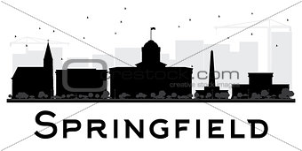Springfield City skyline black and white silhouette.