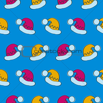 Seamless Pattern with Santa Claus Hats