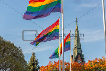 The  Rainbow Flag in front of Church