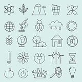 Set of line modern color icons for green energy