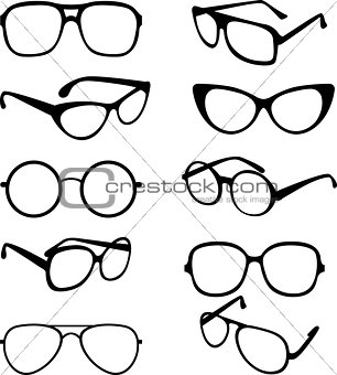 Vector set black illustration of sunglasses frames