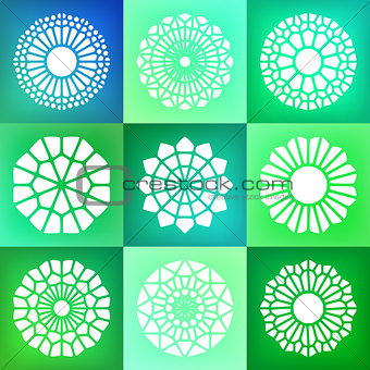 Set of Nine Vector Mandala Ornaments Illustration
