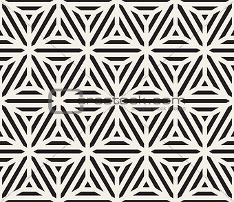 Vector Seamless Black And White Triangle Lines Geometric Grid Pattern