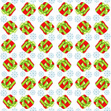 Christmas presents seamless pattern. Vector illustration of cartoon gifts isolated on white. Patter for paper decorate