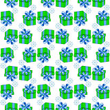 Christmas presents seamless pattern. Vector illustration of cartoon gifts isolated on white. Patter for paper decorate