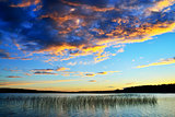 Colorful sunset. Lake Momsayarvi, Karelia, Russia