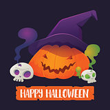 Pumpkin Lantern and Skull for Halloween