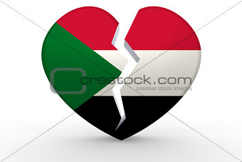 Broken white heart shape with Sudan flag