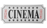 Isolated ticket with cinema word