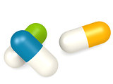 Medicine capsules isolated on white background