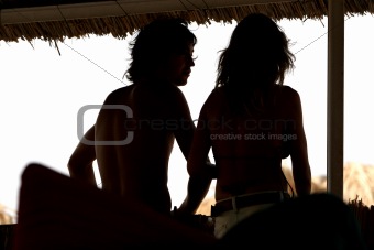 silhouette of young couple