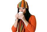 Woman with hot drink